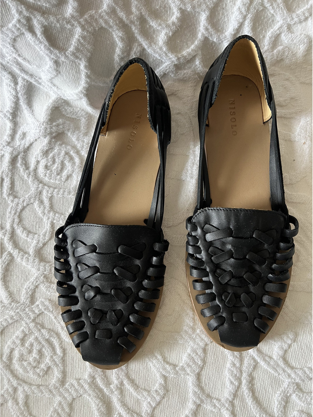 Nisolo Women's Huarache Sandal, Black, Size 10